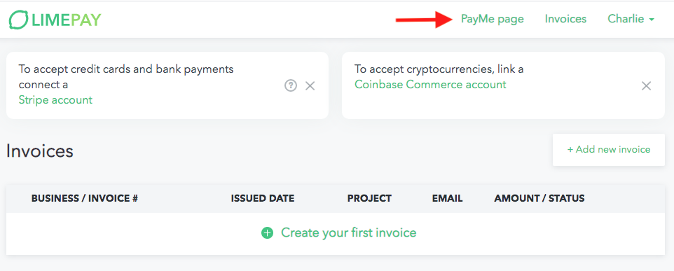 limepay payme page to imbed in your website